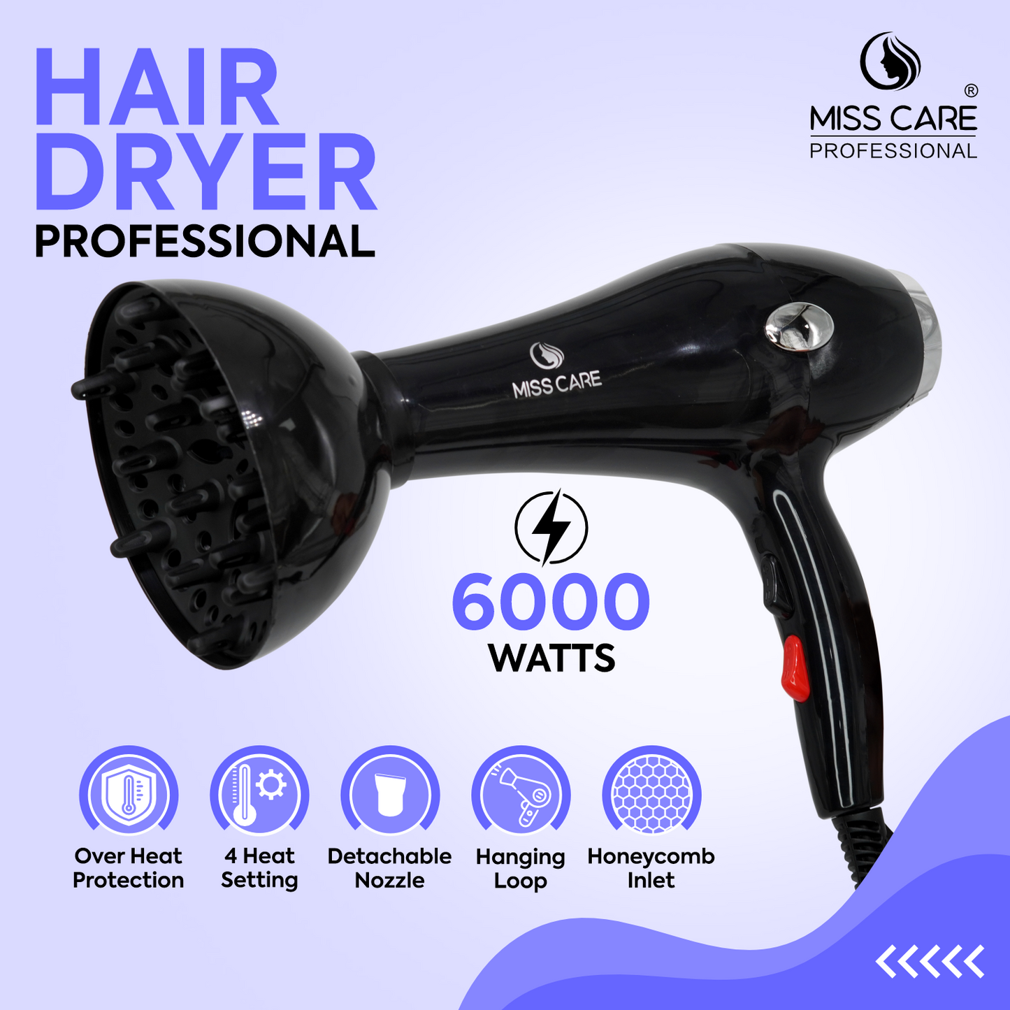 Professional 5 in 1 Hair Dryer 6000 Watts