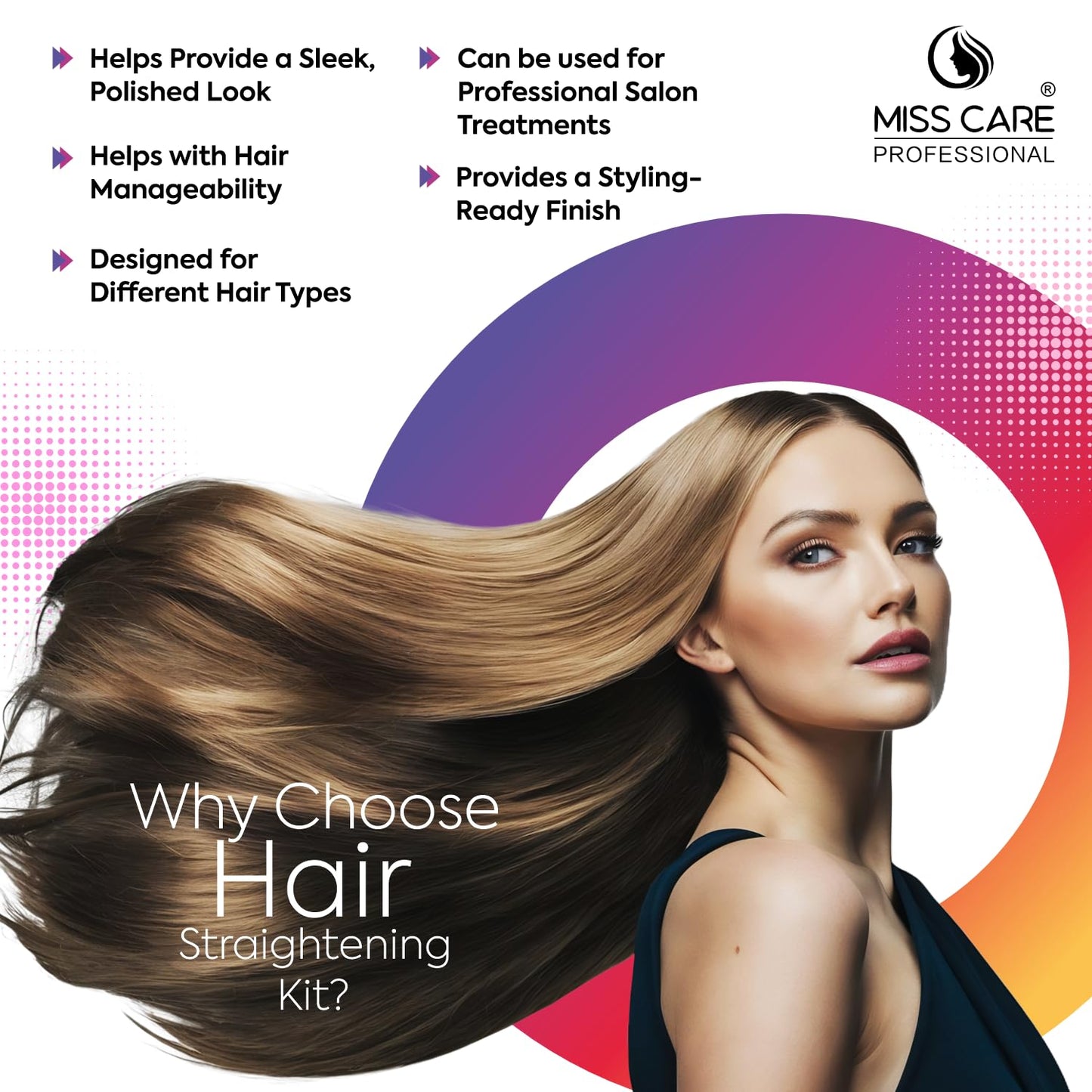 Miss Care Professional Smoothing Cream Step-1, 500ml, With Step-2, 500ml, Neutralizer, Rebounding Cream for Hair Straightening