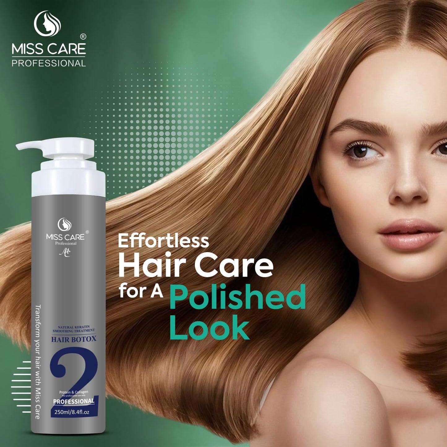 Miss Care Professional Hair Botox Treatment - 250ml, Natural Keratin Smoothening Treatment with Protein and Collagen