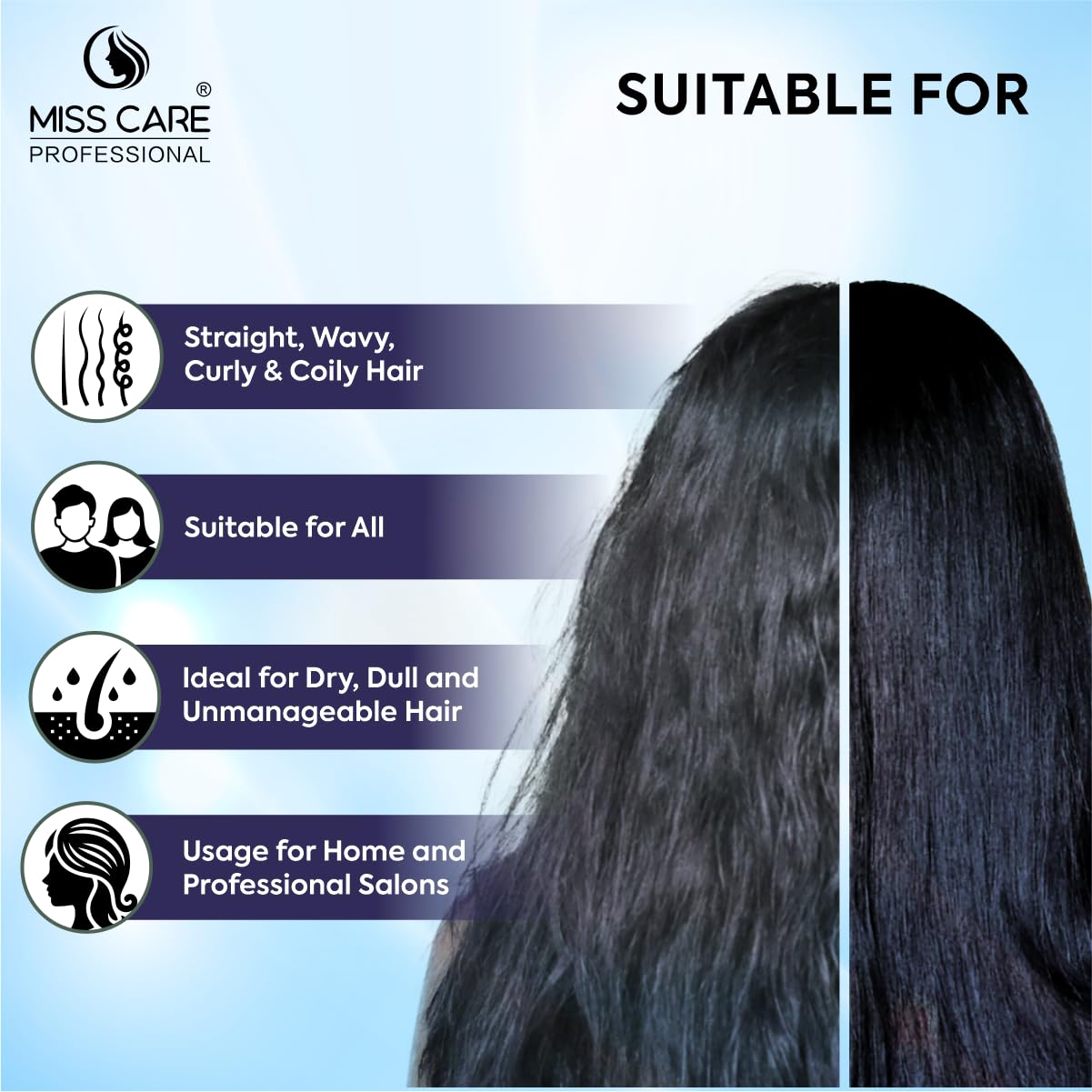 Miss Care Natural Botox Smoothing Conditioner -250ml, Infused with Protein and Collagen, for Smoother and Shinier Hair