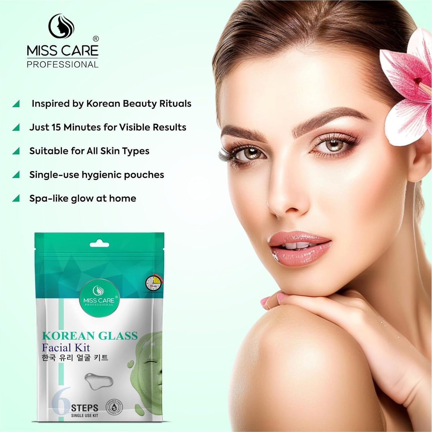Miss Care Professional Korean Glass Facial Kit 90g, 6-Step Skincare Set, Suitable For All Types of Skin, For Women & Men