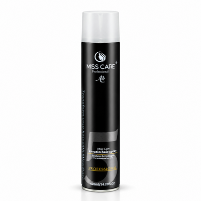 Miss Care Professional Keratin Hair Spray (420ml), Protein & Collagen Blend, Long-Lasting Styling and Sleek Appearance