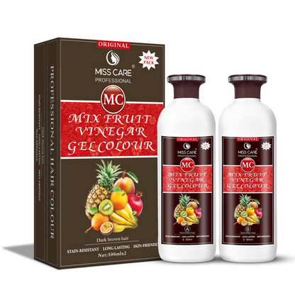 Miss Care Original MC Mix Fruit Vinegar Gel Colour (Dark Brown Hair) - 1000 ml, Ammonia Free Hair Dye for Men and Women, Smooth Application