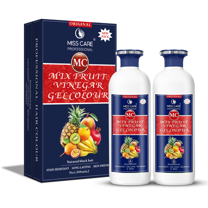 Miss Care Original MC Mix Fruit Vinegar Gel Colour (Natural Black Hair) - 1000 ml, Ammonia Free Hair Dye for Men and Women, Smooth Application