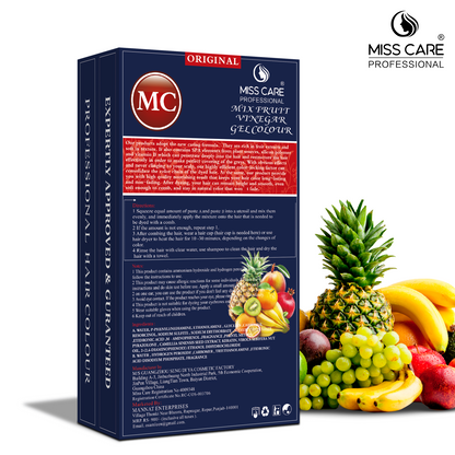 Miss Care Original MC Mix Fruit Vinegar Gel Colour (Natural Black Hair) - 1000 ml, Ammonia Free Hair Dye for Men and Women, Smooth Application