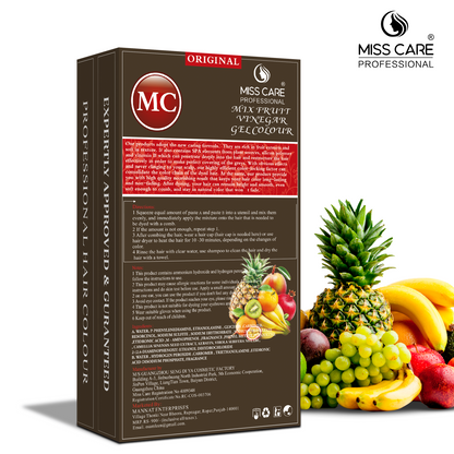 Miss Care Original MC Mix Fruit Vinegar Gel Colour (Dark Brown Hair) - 1000 ml, Ammonia Free Hair Dye for Men and Women, Smooth Application