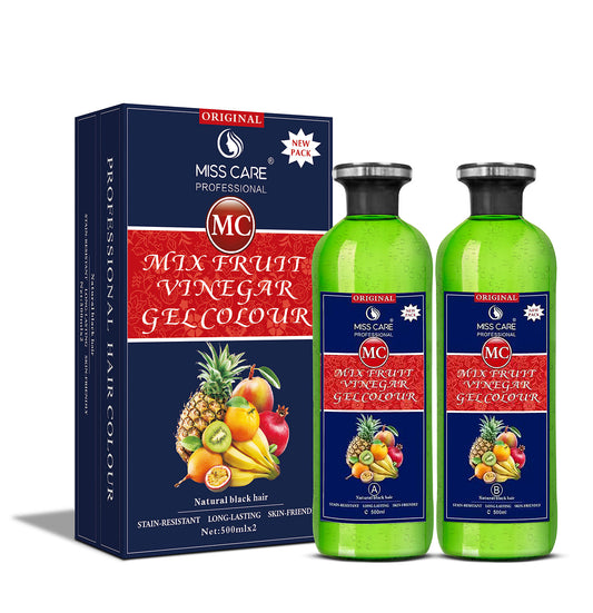 Miss Care Original MC Mix Fruit Vinegar Gel Colour (Natural Black Hair) - 1000 ml, Ammonia Free Hair Dye for Men and Women, Smooth Application