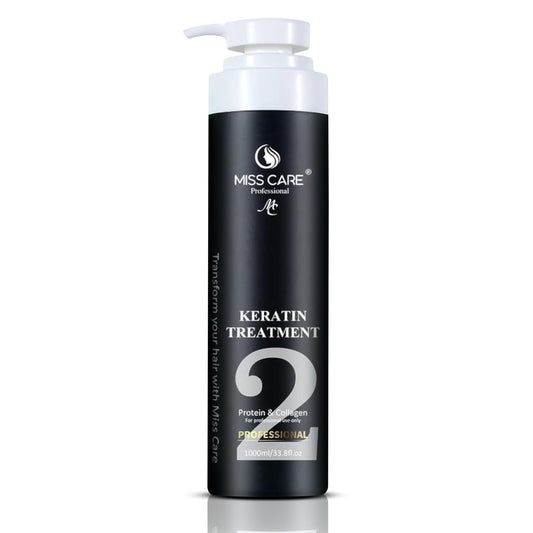 Miss Care Keratin Hair Treatment, Enriched with Protein and Collagen, for Professional Smooth, Manageable Hair, Frizz-Free Shiny Hair (1000 ml)