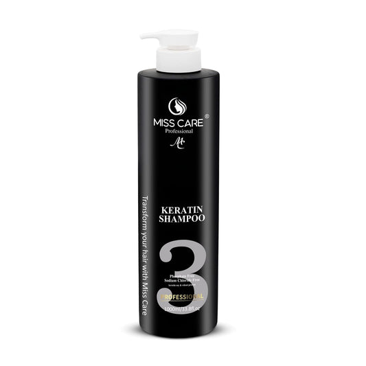Miss Care Professional Keratin Shampoo with Protein and Collagen (1000 ml), for Professional Smooth, Manageable Hair, Frizz-Free Shiny Hair