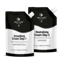 Miss Care Professional Smoothing Cream Step-1, 500ml, With Step-2, 500ml, Neutralizer, Rebounding Cream for Hair Straightening
