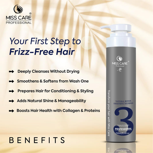 Miss Care Professional Natural Botox Smoothing Shampoo - 250ml, Infused with Protein and Collagen, for Smoother and Shinier Hair