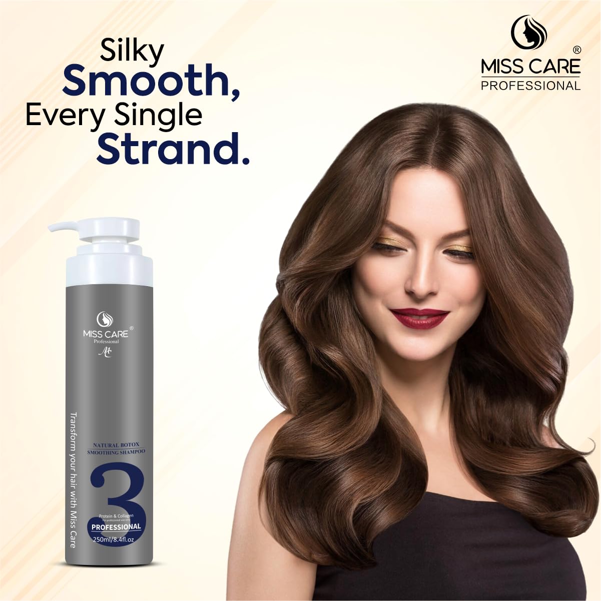 Miss Care Professional Natural Botox Smoothing Shampoo - 250ml, Infused with Protein and Collagen, for Smoother and Shinier Hair