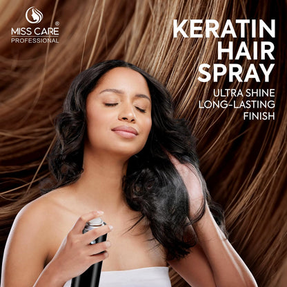 Miss Care Professional Keratin Hair Spray (420ml), Protein & Collagen Blend, Long-Lasting Styling and Sleek Appearance