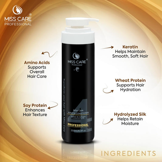 Miss Care Professional Keratin Conditioner for Hair, Protein & Collagen Infused Hair Smoothing Conditioner (250ml)