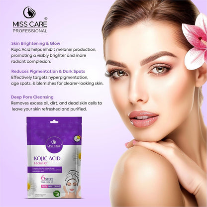 Miss Care Professional Kojic Acid Facial Kit 90g, 6-Step Skincare Set, Suitable For All Types of Skin, For Women & Men