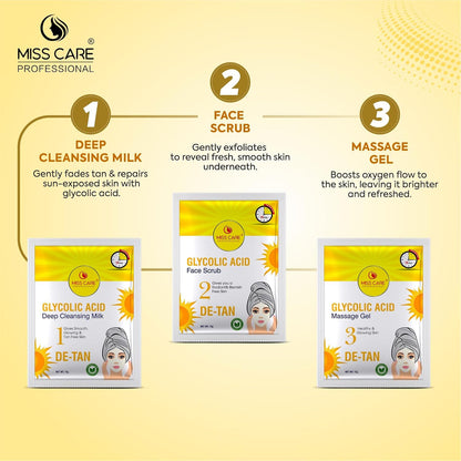 Miss Care Professional Glycolic Acid Facial Kit 90g, 6-Step Skincare Set, Suitable For All Types of Skin, For Women & Men