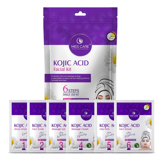 Miss Care Professional Kojic Acid Facial Kit 90g, 6-Step Skincare Set, Suitable For All Types of Skin, For Women & Men