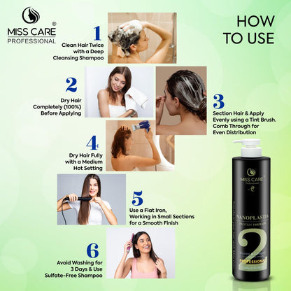 Miss Care Professional Nanoplastia Protein Therapy for Hair 1000ml, Infused with Protein and Collagen, for Smoother and Shinier Hair