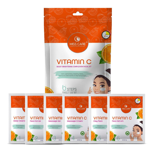Miss Care Professional Vitamin C Facial Kit 90g, 6-Step Skincare Set, Suitable For All Types of Skin, For Women & Men