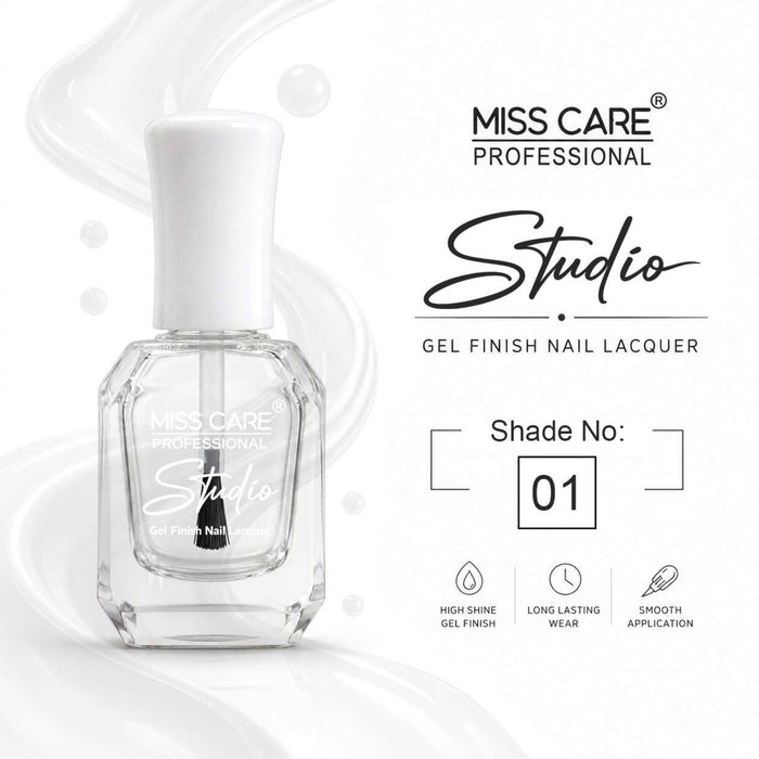 MISS CARE® PROFESSIONAL Studio Gel Finish Nail Lacquer | Long Lasting Glossy Nail Polish | 60 Shades
