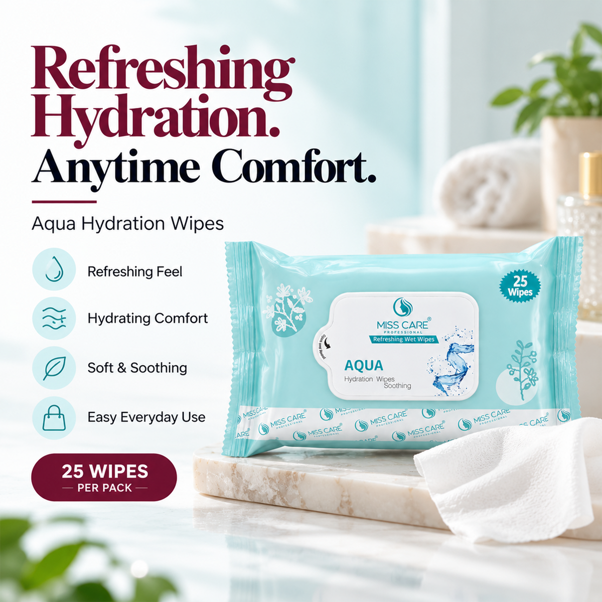Miss Care Aqua Refreshing Wet Wipes - Image 2