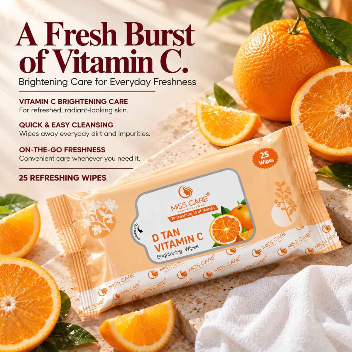Miss Care D-Tan Vitamin C Wet Wipes - Image 2