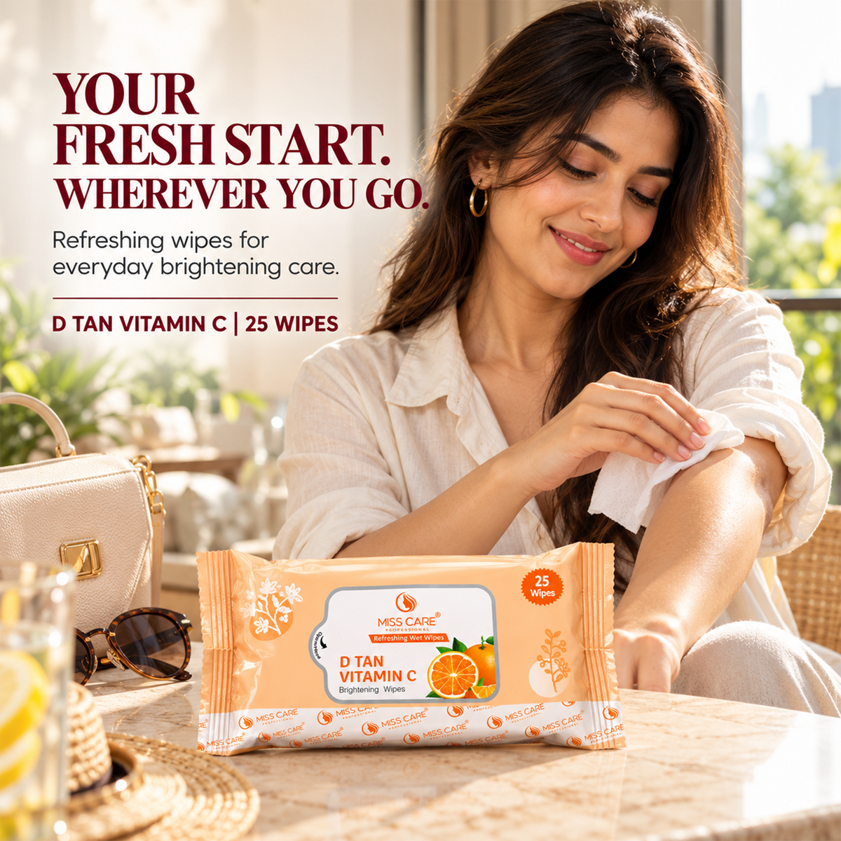 Miss Care D-Tan Vitamin C Wet Wipes - Image 3