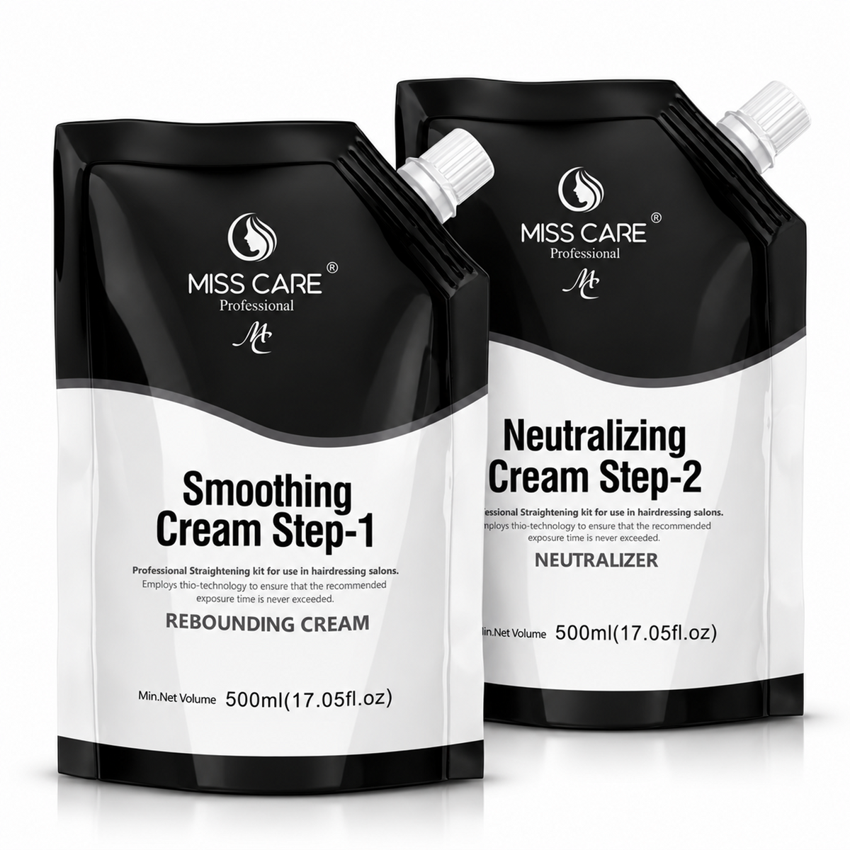 Miss Care Professional Smoothing Cream Step-1, 500ml, With Step-2, 500ml, Neutralizer, Rebounding Cream for Hair Straightening - Image 1