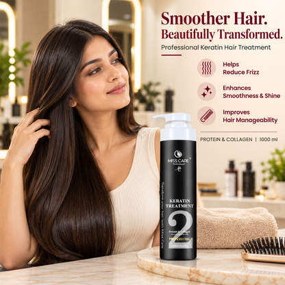 Miss Care Keratin Hair Treatment, Enriched with Protein and Collagen, for Professional Smooth, Manageable Hair, Frizz-Free Shiny Hair (1000 ml) - Image 2