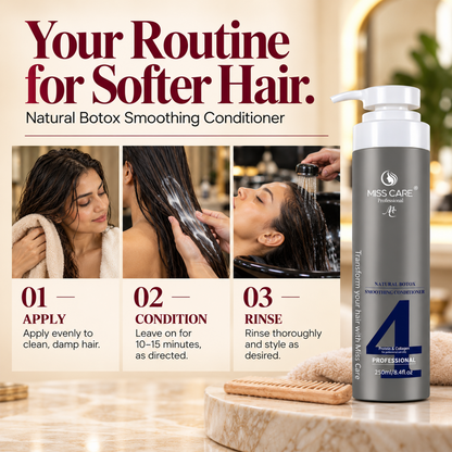 Miss Care Natural Botox Smoothing Conditioner -250ml, Infused with Protein and Collagen, for Smoother and Shinier Hair - Image 4