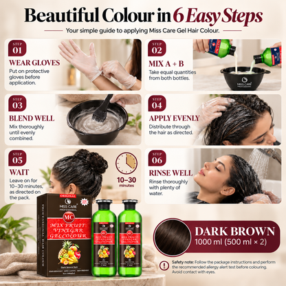 Miss Care Original MC Mix Fruit Vinegar Gel Colour (Dark Brown Hair) - 1000 ml, Ammonia Free Hair Dye for Men and Women, Smooth Application - Image 4