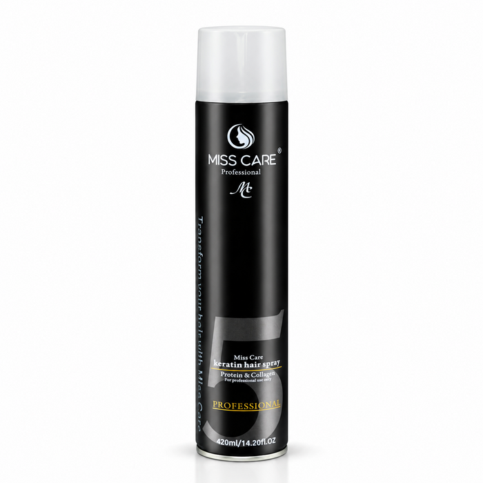 Miss Care Professional Keratin Hair Spray (420ml), Protein & Collagen Blend, Long-Lasting Styling and Sleek Appearance