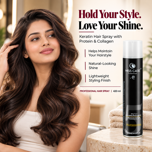 Miss Care Professional Keratin Hair Spray (420ml), Protein & Collagen Blend, Long-Lasting Styling and Sleek Appearance - Image 2