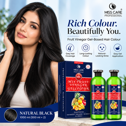 Miss Care Original MC Mix Fruit Vinegar Gel Colour (Natural Black Hair) - 1000 ml, Ammonia Free Hair Dye for Men and Women, Smooth Application - Image 2